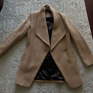 Calvin Klein Women's Classic Wool Blend Coat, Classic Camel Tan Brown, size 6